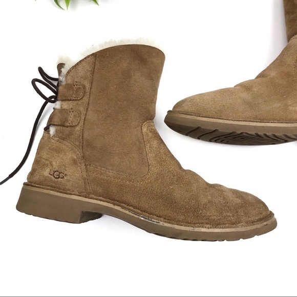 UGG Naiyah Lace-Back Genuine Shearling Boot 7 - Picture 3 of 9